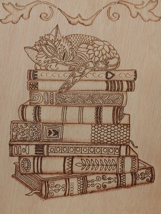 Cat on books